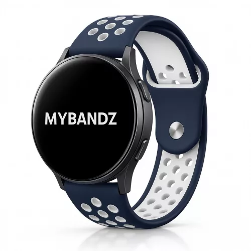 MYBANDZ Lélegző szilikon óraszíj / kék-fehér / 22mm