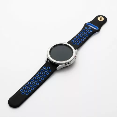 MYBANDZ Lélegző szilikon óraszíj / fekete-kék / 22mm