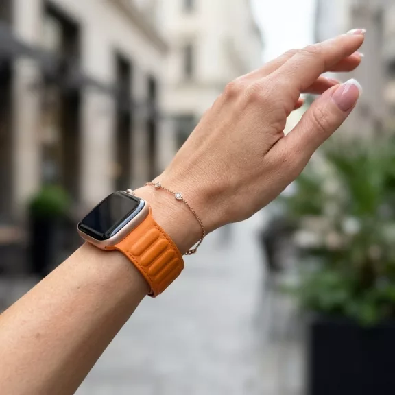 Apple Watch két részes mágneses szilikon pánt /narancs/42/44/45/49 mm
