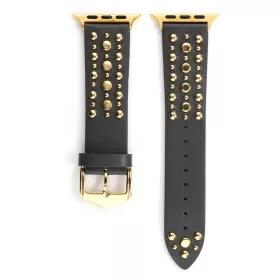   Apple Watch szegecses bőróraszíj-fekete-arany 44/45/46/49 mm