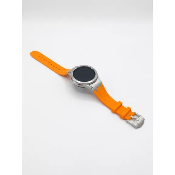 Mybandz Element szilikon óraszíj-Samsung Galaxy Watch 4-5-6-7/narancs-ezüst/20mm