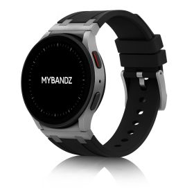   Mybandz Element szilikon óraszíj-Samsung Galaxy Watch 4-5-6-7/fekete-ezüst/20mm