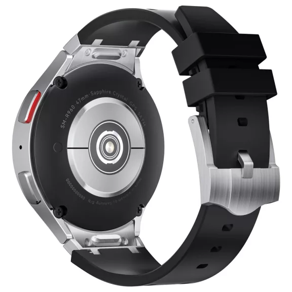 Mybandz Element szilikon óraszíj-Samsung Galaxy Watch 4-5-6-7/fekete-ezüst/20mm