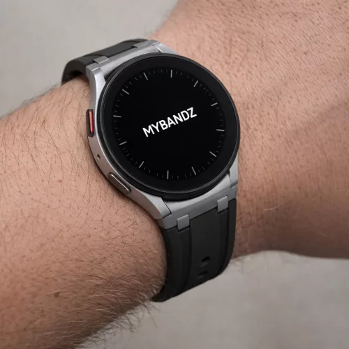 Mybandz Element szilikon óraszíj-Samsung Galaxy Watch 4-5-6-7/fekete-ezüst/20mm