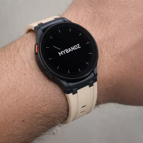 Mybandz Element szilikon óraszíj-Samsung Galaxy Watch 4-5-6-7/bézs-fekete/20mm