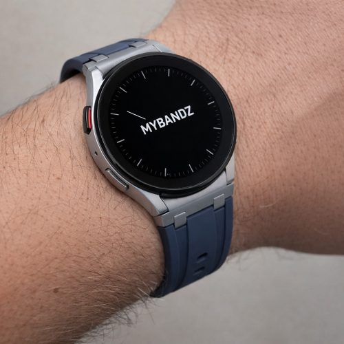 Mybandz Element szilikon óraszíj-Samsung Galaxy Watch 4-5-6-7/mélykék-ezüst/20mm