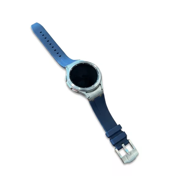 Mybandz Element szilikon óraszíj-Samsung Galaxy Watch 4-5-6-7/mélykék-ezüst/20mm