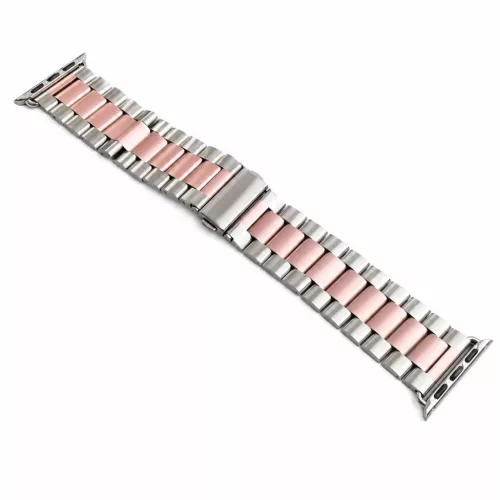 Apple Watch klasszikus fém óraszíj /ezüst-pinkarany/ 44/45/46/49 mm