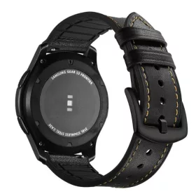   MYBANDZ Kívül puha bőr belül szilikon óraszíj /fekete/ / 22mm