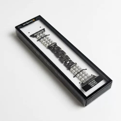 Apple Watch gyöngysoros fém óraszíj-fekete /40/41 és 42 mm