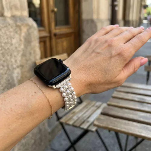 Apple Watch gyöngysoros fém óraszíj-ezüst /40/41 és 42 mm