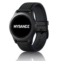 MYBANDZ Karbonszálas bőróraszíj - fekete-lila/ 22mm
