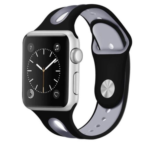 Apple Watch szilikon óraszíj /fekete-szürke/ 42/44/45/49 mm