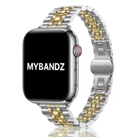   Apple Watch "Pearlmaster" láncszemes vékony fém óraszíj-ezüst-arany / 44/45/46 és 49 mm