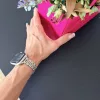 Apple Watch "Pearlmaster" láncszemes vékony fém óraszíj-ezüst-rosegold / 44/45/46 és 49 mm