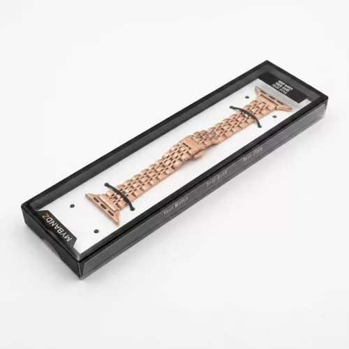Apple Watch "Pearlmaster" láncszemes vékony fém óraszíj-rosegold / 44/45/46 és 49 mm