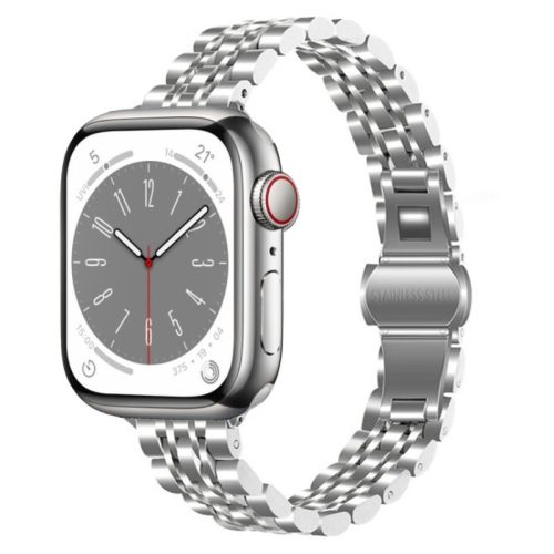 Apple Watch "Pearlmaster" láncszemes vékony fém óraszíj-ezüst / 42/44/45 és 49 mm