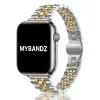 Apple Watch "Pearlmaster" láncszemes vékony fém óraszíj-ezüst-arany / 40/41 és 42 mm