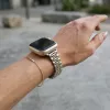 Apple Watch "Pearlmaster" láncszemes vékony fém óraszíj-ezüst-arany / 40/41 és 42 mm