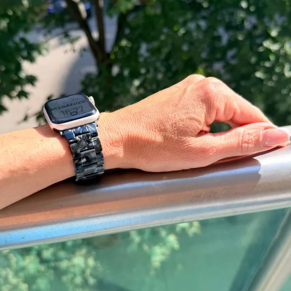 Apple Watch Marble kerámia óraszíj-fekete-fehér márvány/  42/44/45/49
