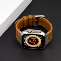   Apple Watch Element  bőrhatású szilikon óraszíj-világosbarna 44/45/46 és 49 mm
