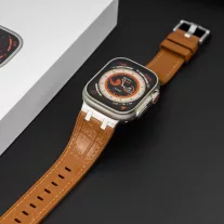   Apple Watch Element  bőrhatású szilikon óraszíj-világosbarna 44/45/46 és 49 mm