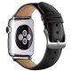 Apple Watch elegáns bőróraszíj - fekete - ezüst csattal 38/40/41 mm