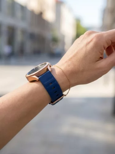 Mybandz bordázott szilikon óraszíj-mélykék/22mm