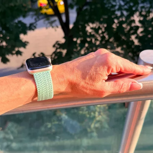 Apple Watch fonott rugalmas szövet óraszíj /mentazöld/ 44/45/46/49 mm