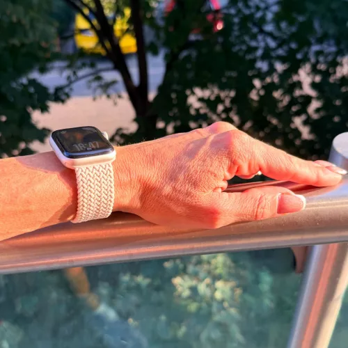 Apple Watch fonott rugalmas szövet óraszíj /bézs/ 44/45/46/49 mm