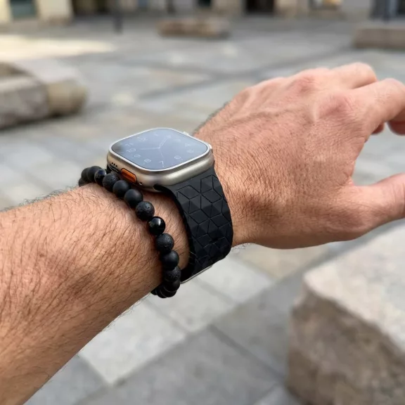 Apple Watch Dimension szilikon óraszíj/fekete/44/45/46 és 49 mm