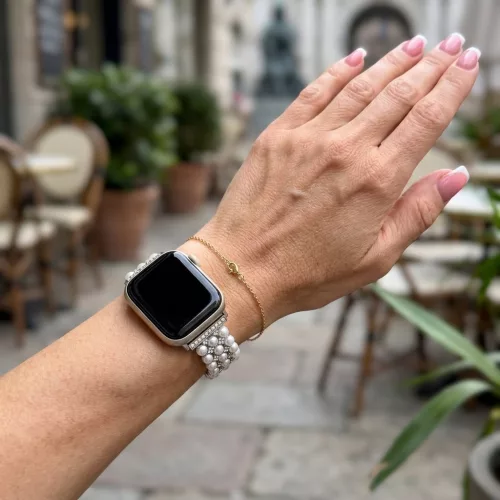 Apple Watch gyöngysoros fém óraszíj-ezüst /44/45//46/49 mm