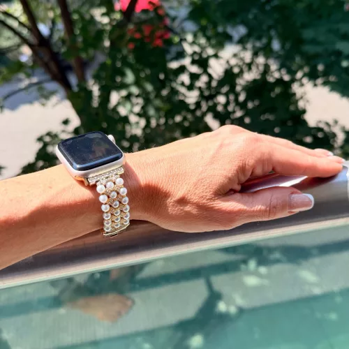 Apple Watch gyöngysoros fém óraszíj-arany /44/45//46/49 mm