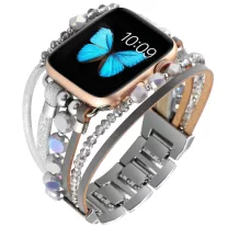   Apple Watch Gyöngyös karkötő szíj -szürke-ezüst/40/41 és 42mm