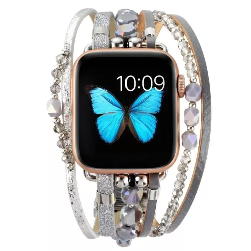 Apple Watch Gyöngyös karkötő szíj -szürke-ezüst/40/41 és 42mm