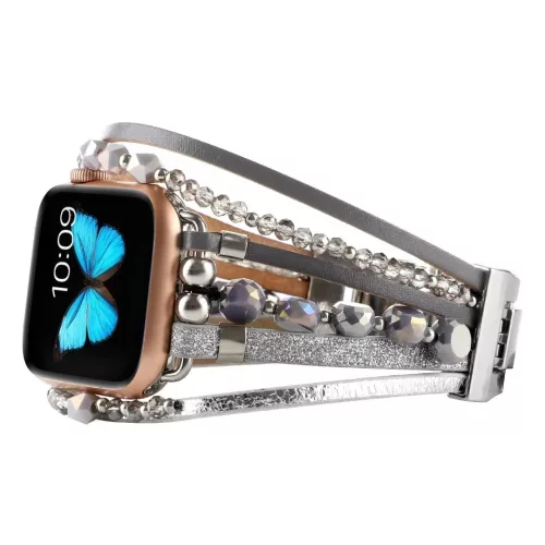 Apple Watch Gyöngyös karkötő szíj -szürke-ezüst/40/41 és 42mm