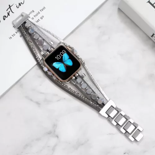 Apple Watch Gyöngyös karkötő szíj -szürke-ezüst/40/41 és 42mm