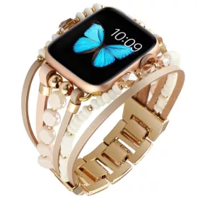   Apple Watch Gyöngyös karkötő szíj-púder-arany/40/41 és 42mm