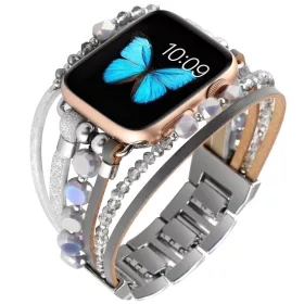   Apple Watch Gyöngyös karkötő szíj -szürke-ezüst/42/44/45/49mm