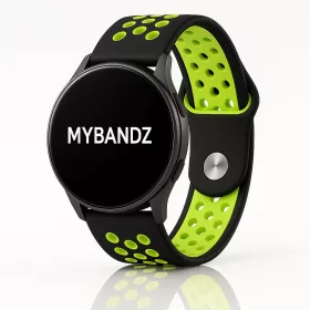 MYBANDZ Lélegző szilikon óraszíj / fekete-zöld / 22mm