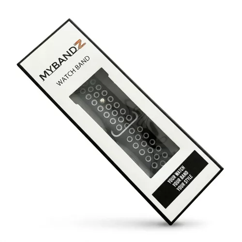 MYBANDZ Lélegző szilikon óraszíj / fekete-szürke / 20mm