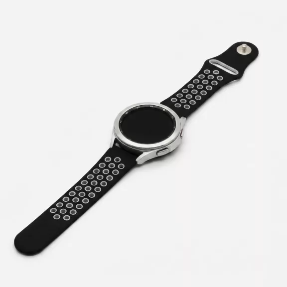 MYBANDZ Lélegző szilikon óraszíj / fekete-szürke / 20mm