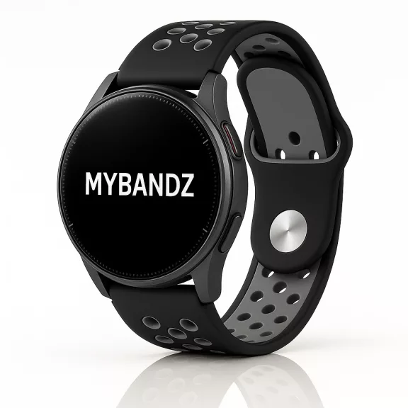 MYBANDZ Lélegző szilikon óraszíj / fekete-szürke / 20mm