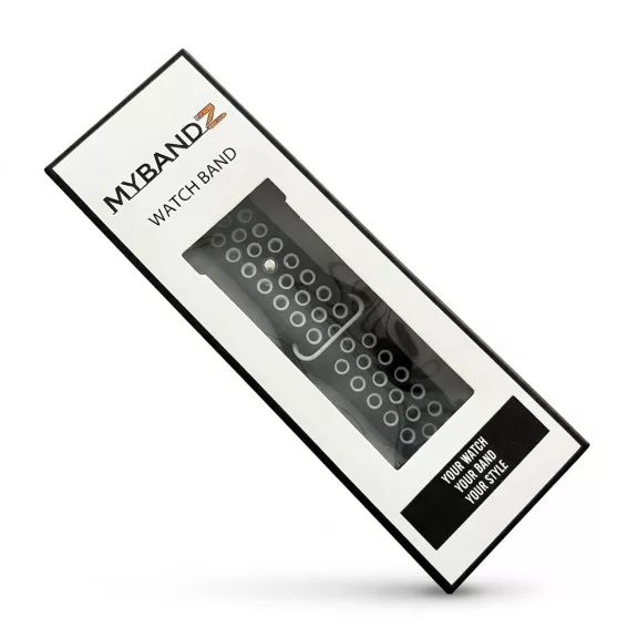 MYBANDZ Lélegző szilikon óraszíj / fekete-szürke / 20mm