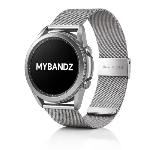 MYBANDZ Csatos milánói  fém óraszíj /ezüst / 22mm