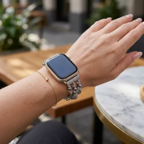 Apple Watch pearl karkötő óraszíj /fekete/ 44/45/46/49 mm