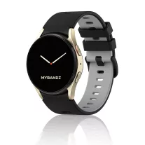   MYBANDZ kétszínű rés-nélküli szilikon óraszíj Galaxy Watch 4-5-6-7/fekete-szürke/ 20mm