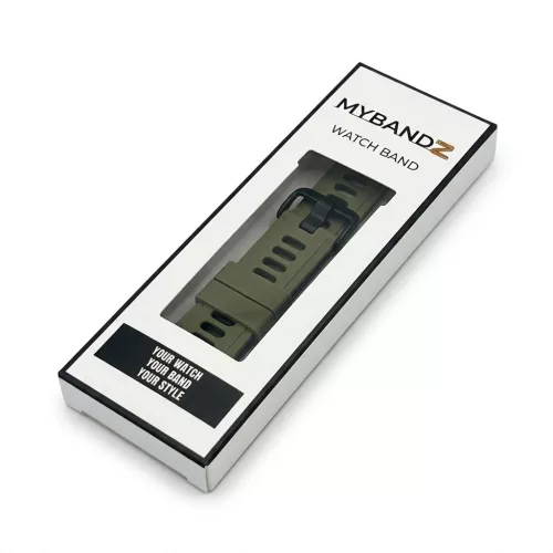 MYBANDZ kétszínű rés-nélküli szilikon óraszíj Galaxy Watch 4-5-6-7/khaki-fekete/ 20mm