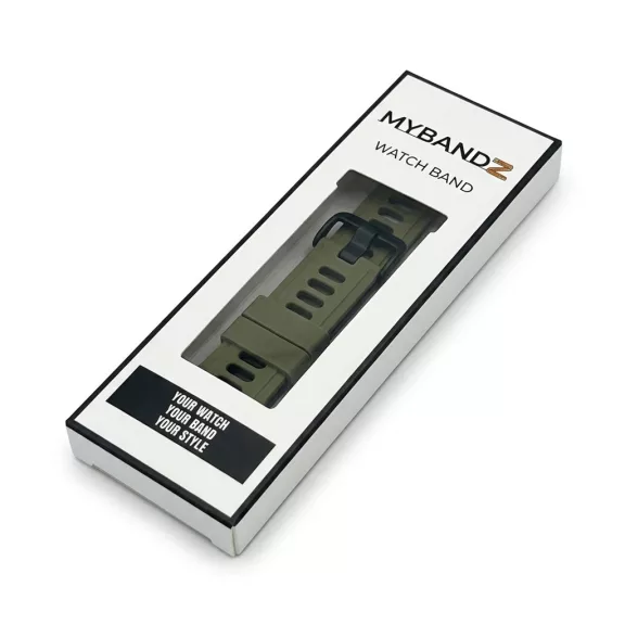 MYBANDZ kétszínű rés-nélküli szilikon óraszíj Galaxy Watch 4-5-6-7/khaki-fekete/ 20mm