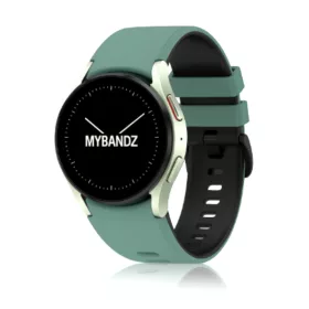   MYBANDZ kétszínű rés-nélküli szilikon óraszíj Galaxy Watch 4-5-6-7/zöldeskék-fekete/ 20mm